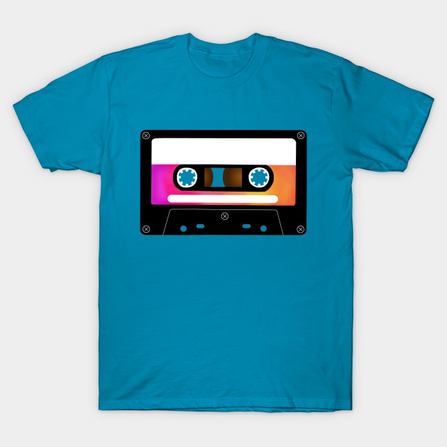 Neon 1980s Cassette Tape T-Shirt by Art by Deborah Camp
